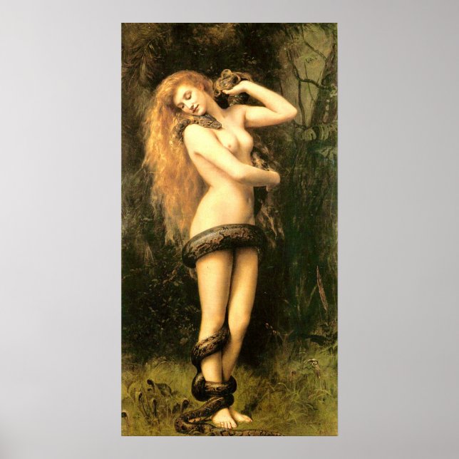 Awesome Vintage Beauty Lilith With Serpent Snake Poster (Front)