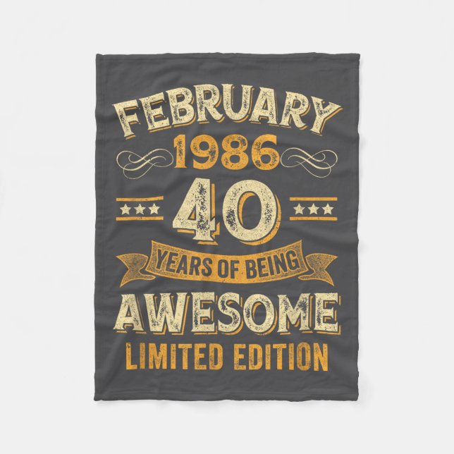 Awesome Vintage February 1986 40th Birthday  Fleece Blanket (Front)