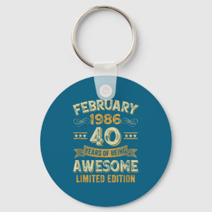 Awesome Vintage February 1986 40th Birthday  Keychain