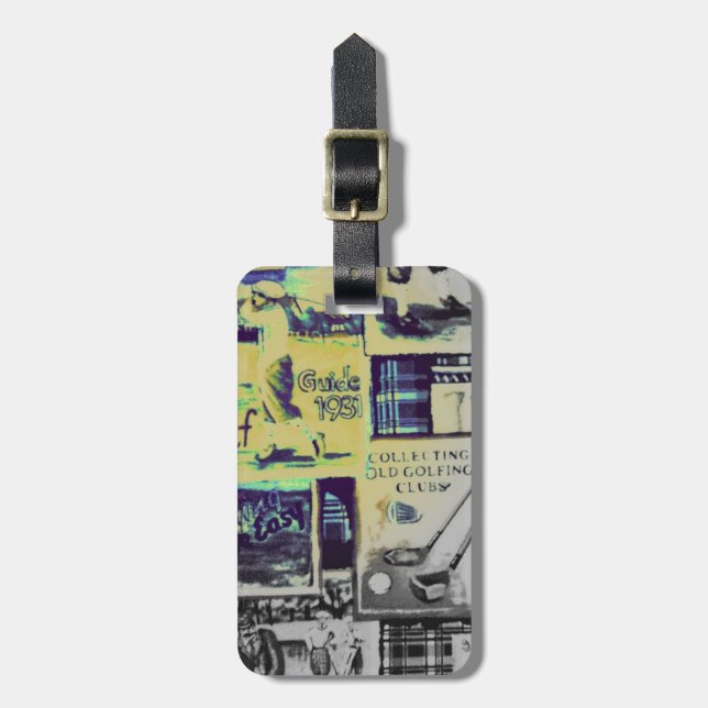 Awesome Vintage Golf Collage Pattern Luggage Tag (Front Vertical)