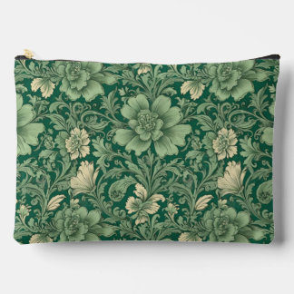 Awesome Vintage Green Floral Pattern  Accessory Pouch