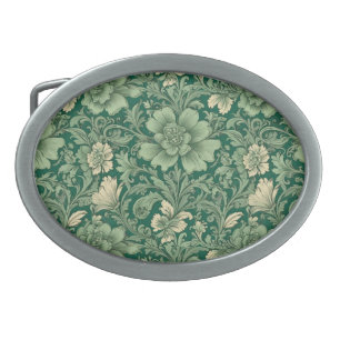 Awesome Vintage Green Floral Pattern Belt Buckle