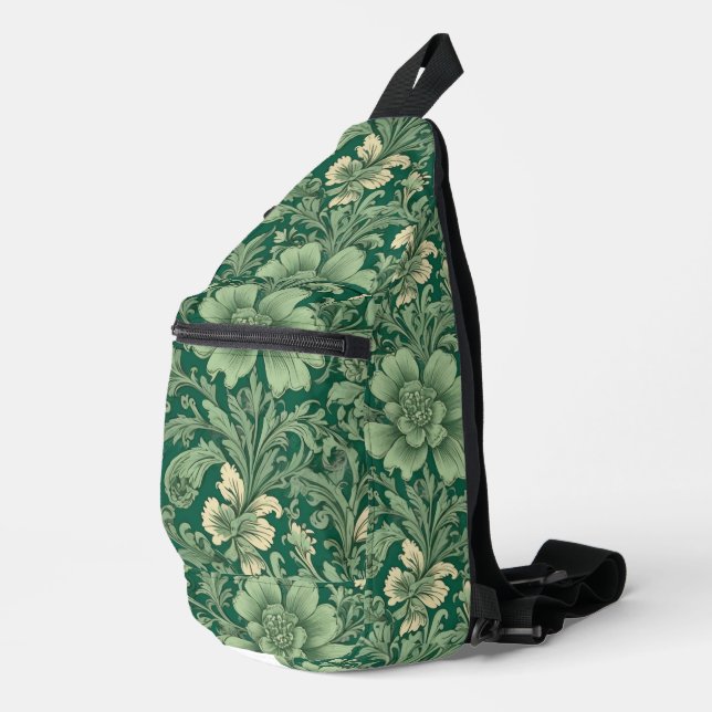 Awesome Vintage Green Floral Pattern  Sling Bag (Right Corner)