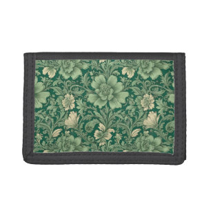 Awesome Vintage Green Floral Pattern  Trifold Wallet