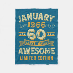 Awesome Vintage January 1966 60th Birthday  Fleece Blanket