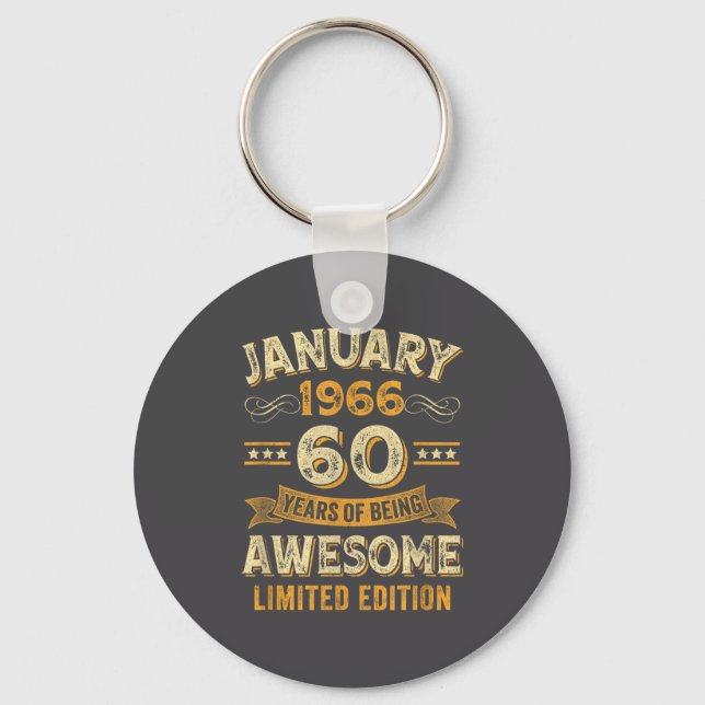 Awesome Vintage January 1966 60th Birthday  Keychain (Front)