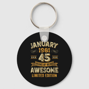 Awesome Vintage January 1981 45th Birthday Keychain