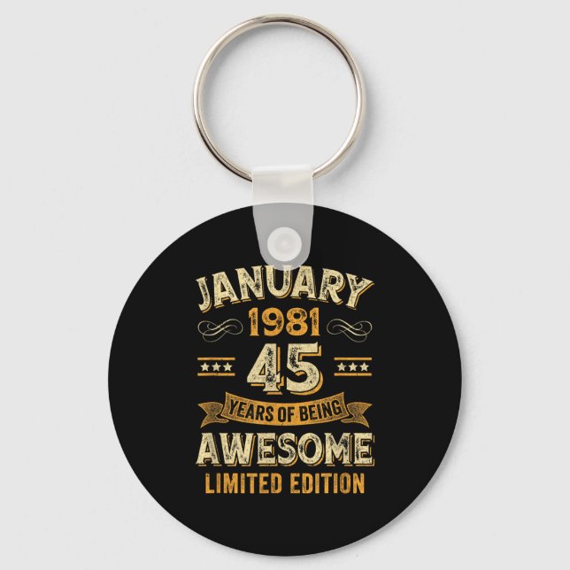 Awesome Vintage January 1981 45th Birthday  Keychain (Front)