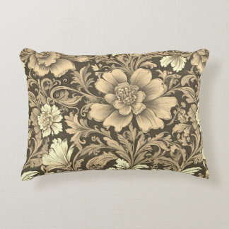 Awesome Vintage Sepia Floral Pattern Accent Pillow