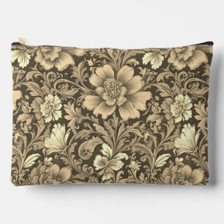 Awesome Vintage Sepia Floral Pattern  Accessory Pouch