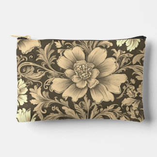 Awesome Vintage Sepia Floral Pattern  Accessory Pouch
