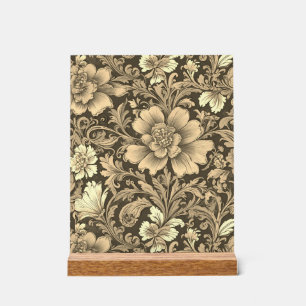 Awesome Vintage Sepia Floral Pattern Acrylic Sign