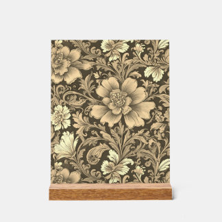 Awesome Vintage Sepia Floral Pattern  Acrylic Sign