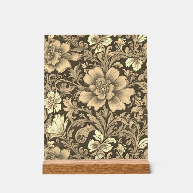 Awesome Vintage Sepia Floral Pattern  Acrylic Sign (Front)