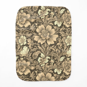 Awesome Vintage Sepia Floral Pattern  Baby Burp Cloth