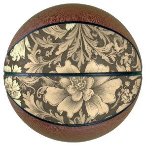 Awesome Vintage Sepia Floral Pattern  Basketball
