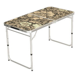 Awesome Vintage Sepia Floral Pattern Beer Pong Table