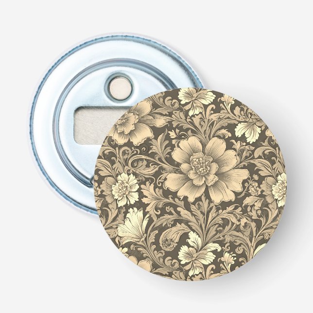 Awesome Vintage Sepia Floral Pattern  Bottle Opener (Front)