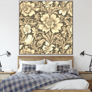 Awesome Vintage Sepia Floral Pattern  Canvas Print