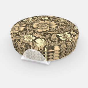 Awesome Vintage Sepia Floral Pattern  Coaster Set