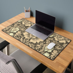 Awesome Vintage Sepia Floral Pattern Desk Mat
