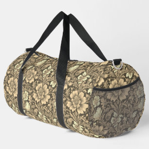 Awesome Vintage Sepia Floral Pattern  Duffle Bag