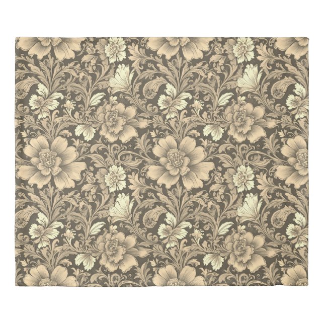 Awesome Vintage Sepia Floral Pattern  Duvet Cover (Front)