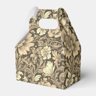 Awesome Vintage Sepia Floral Pattern  Favor Boxes