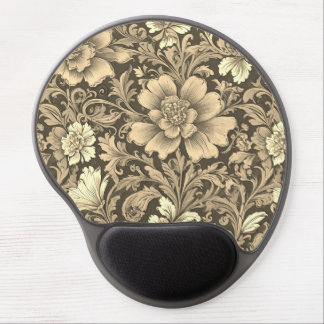 Awesome Vintage Sepia Floral Pattern Gel Mouse Pad