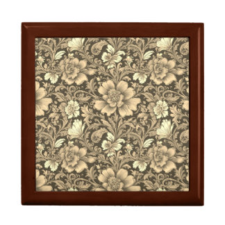 Awesome Vintage Sepia Floral Pattern Gift Box