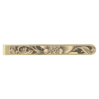 Awesome Vintage Sepia Floral Pattern  Gold Finish Tie Bar