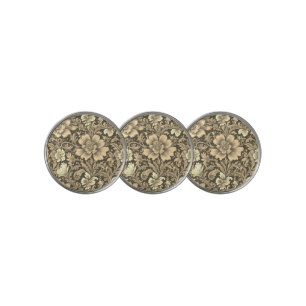 Awesome Vintage Sepia Floral Pattern Golf Ball Marker