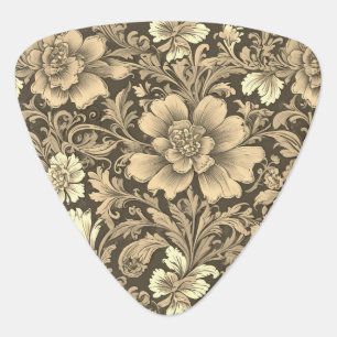 Awesome Vintage Sepia Floral Pattern  Guitar Pick