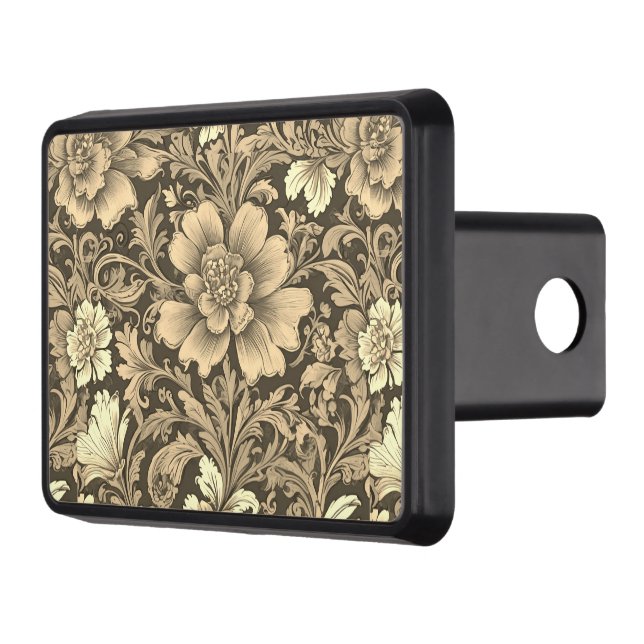 Awesome Vintage Sepia Floral Pattern  Hitch Cover (Left)