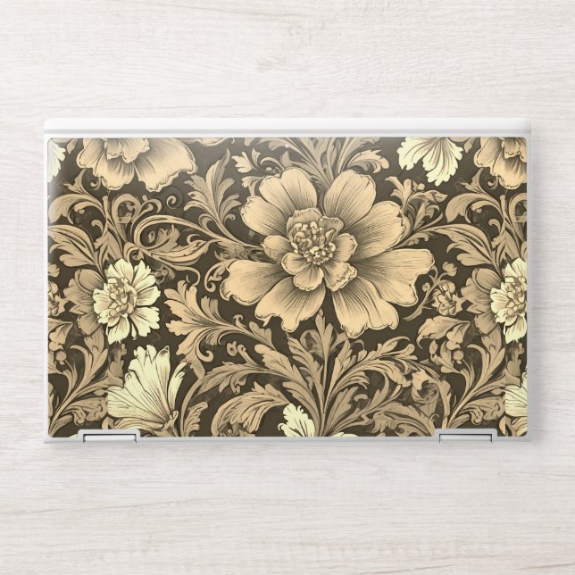 Awesome Vintage Sepia Floral Pattern  HP Laptop Skin (Front)