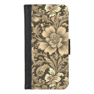 Awesome Vintage Sepia Floral Pattern iPhone 8/7 Wallet Case