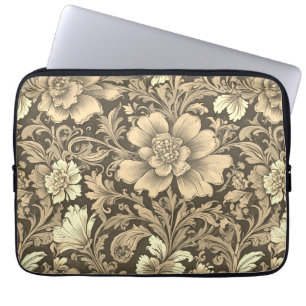 Awesome Vintage Sepia Floral Pattern  Laptop Sleeve