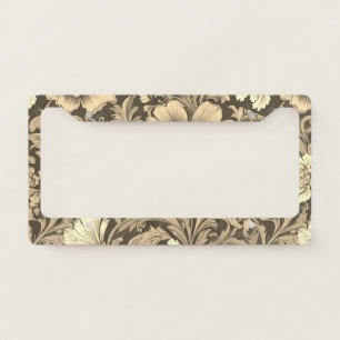 Awesome Vintage Sepia Floral Pattern  License Plate Frame
