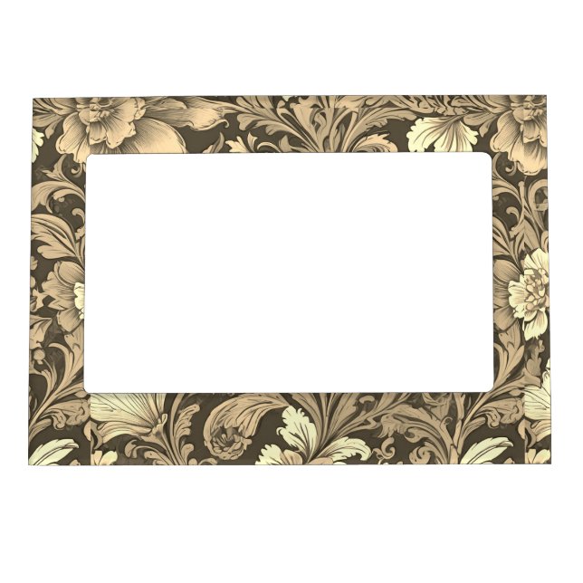 Awesome Vintage Sepia Floral Pattern  Magnetic Frame (Front)
