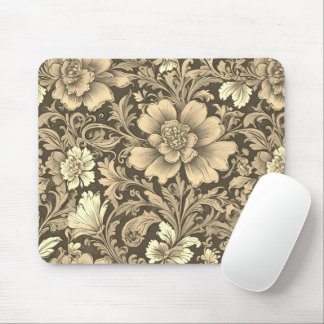 Awesome Vintage Sepia Floral Pattern Mouse Pad