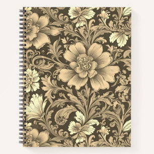 Awesome Vintage Sepia Floral Pattern Notebook