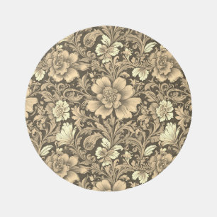 Awesome Vintage Sepia Floral Pattern Outdoor Rug