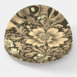 Awesome Vintage Sepia Floral Pattern  Paperweight