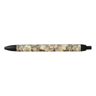 Awesome Vintage Sepia Floral Pattern  Pen