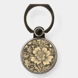 Awesome Vintage Sepia Floral Pattern Phone Ring Stand