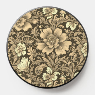 Awesome Vintage Sepia Floral Pattern PopSocket