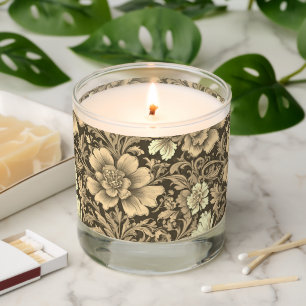 Awesome Vintage Sepia Floral Pattern Scented Candle