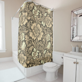 Awesome Vintage Sepia Floral Pattern  Shower Curtain