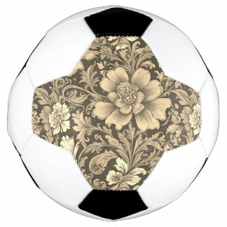 Awesome Vintage Sepia Floral Pattern Soccer Ball