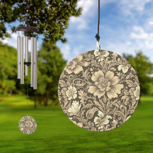 Awesome Vintage Sepia Floral Pattern Wind Chime